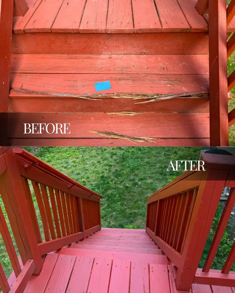 Deck restoration before and after in Marlborough MA by SF Construction