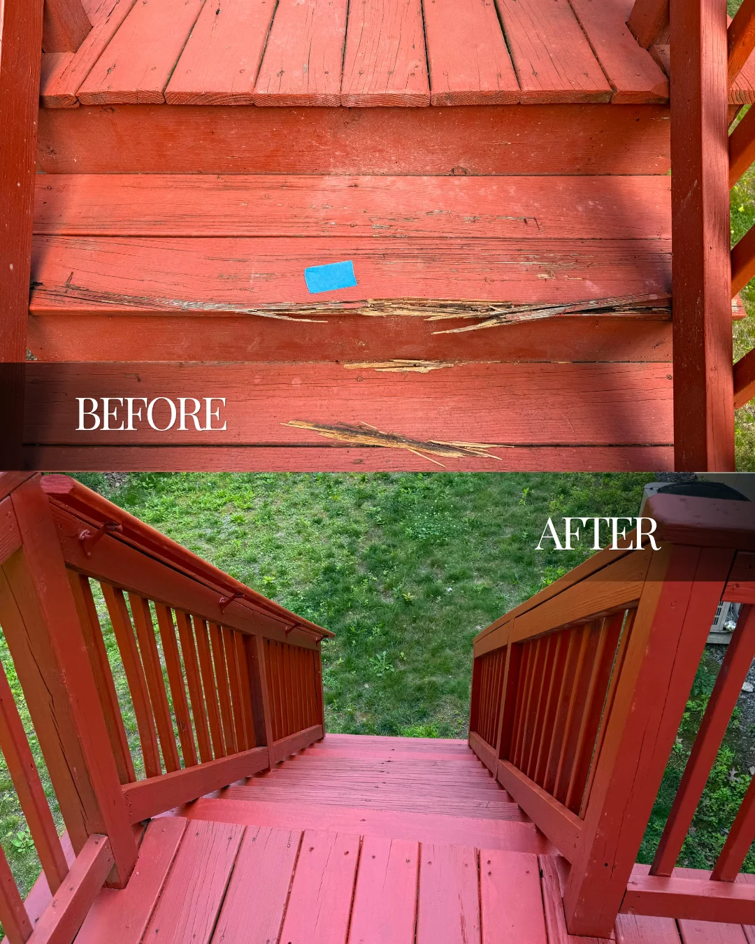 Deck restoration before and after in Marlborough MA by SF Construction