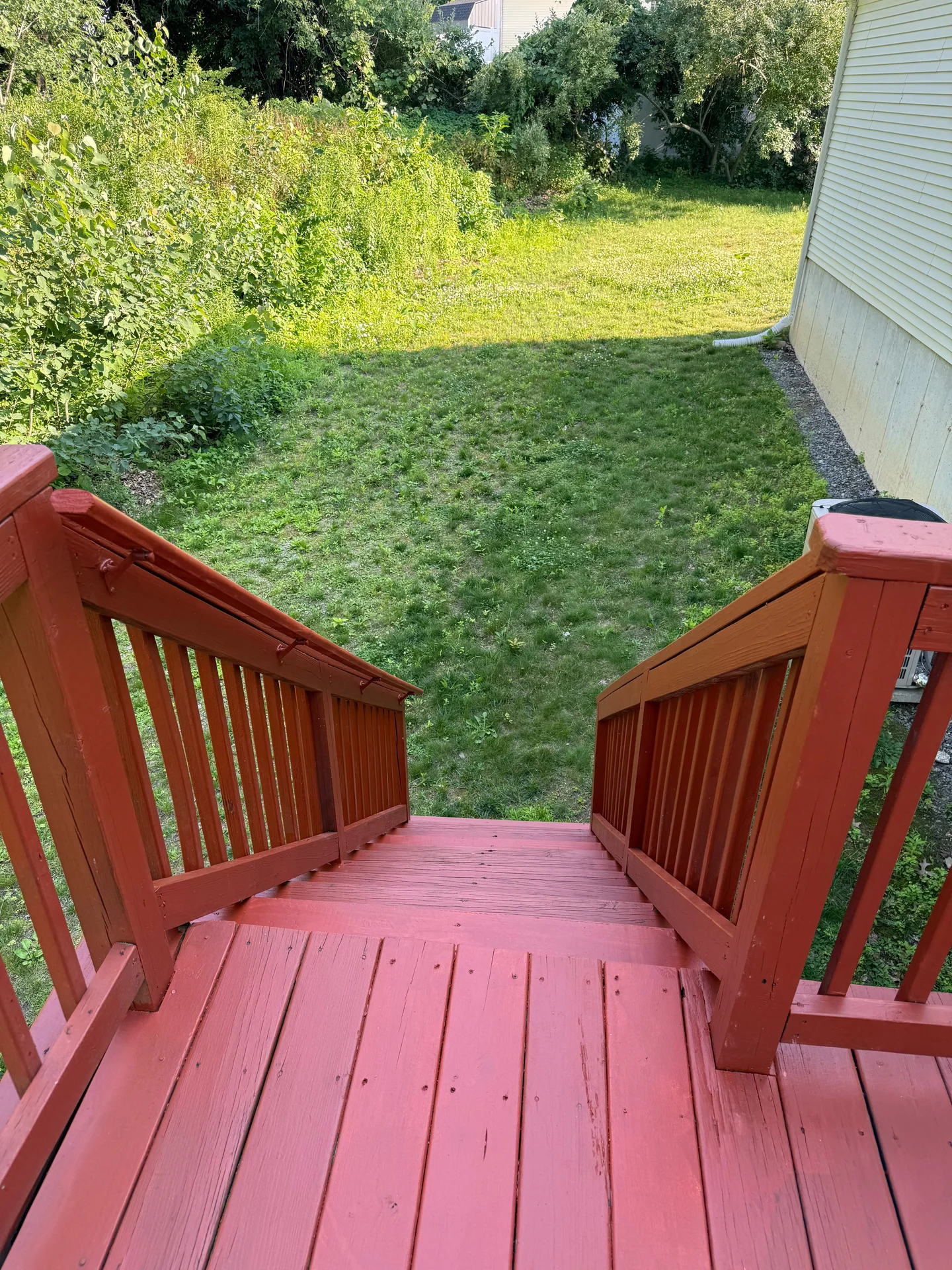 Rebuilt deck stairs and railing in Marlborough MA